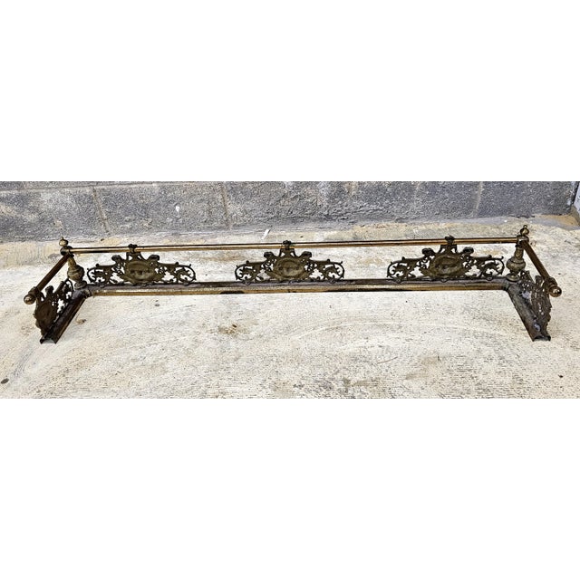 Early 20th Century Renaissance Revival Style Brass Fire Fender For Sale - Image 10 of 10