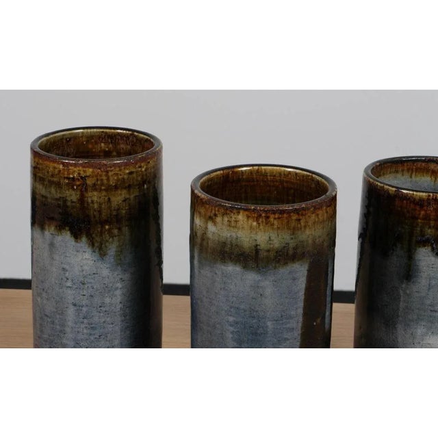 Vintage Vases in Parly Glazed Stoneware by Gunver Bilde Sørensen, 1960s, Set of 3 For Sale - Image 3 of 7