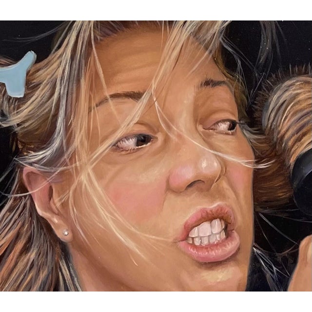Untitled by Sharon Pomales Tousey | Oil on panel Portrait of a woman with expressive features. For Sale - Image 4 of 5