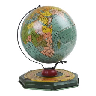 Vintage 1930's Metal Astrological World Globe 6 In For Sale