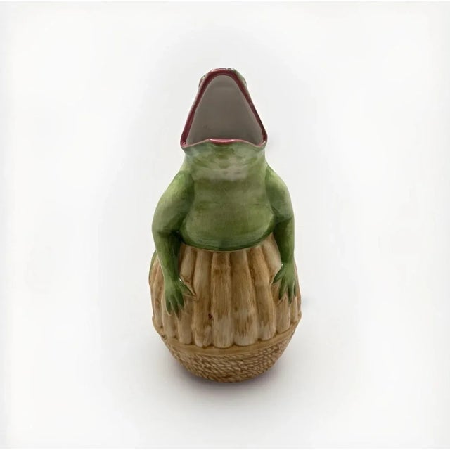 Figurative Vietri Ceramic Majolica Hand Painted Frog Pitcher For Sale - Image 3 of 7