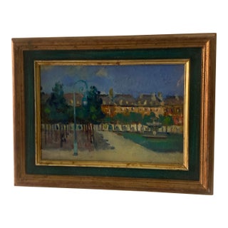 A 20th-Century French Oil Painting With Inscribed Text and Monogram. For Sale
