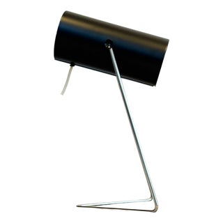British Black Enamelled Steel Table and Wall Lamp by John Brown for Plus Lighting, 1960s For Sale
