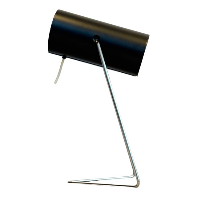British Black Enamelled Steel Table and Wall Lamp by John Brown for Plus Lighting, 1960s For Sale