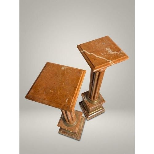 Neoclassical Veined Marble Columns, Set of 2 For Sale - Image 3 of 4