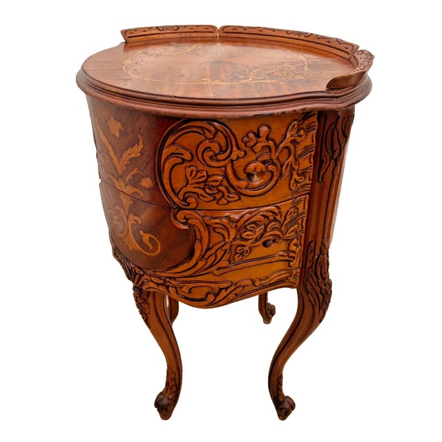 1940s Vintage French Bombe Bedside Cabinet Nightstand Drum Table Concealed Drawers For Sale - Image 5 of 13