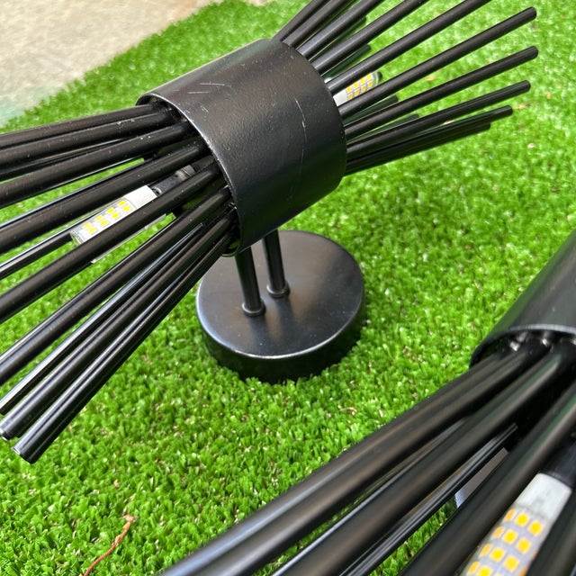 1970s 1970s Black Metal Small Tube Starburst Style Wall Sconces - a Pair For Sale - Image 5 of 6