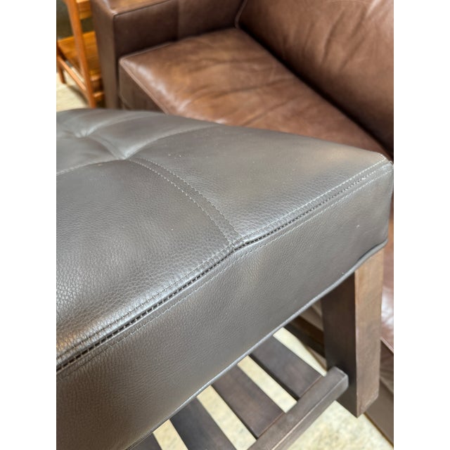 Arhaus Kent Leather Ottoman With Lower Trays For Sale - Image 14 of 14