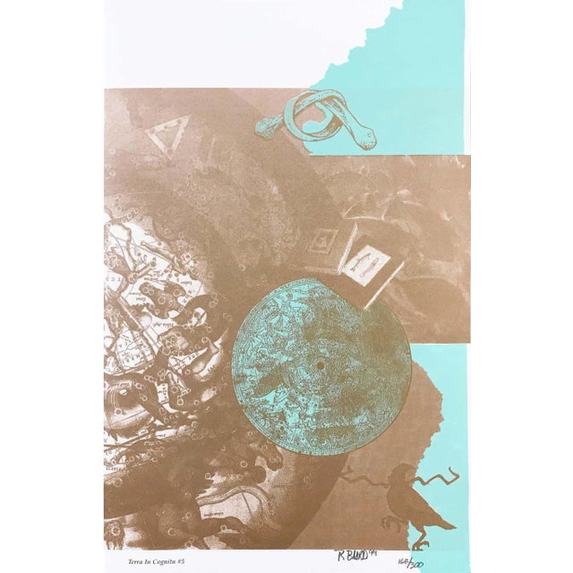 "Terra in Cognita #5" Contemporary Abstract Numbered Lithograph by Rebecca Baird For Sale