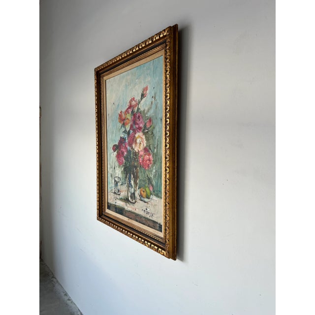 Italian E. Dessey " Roses " Still Life Oil Painting , Framed For Sale - Image 4 of 13