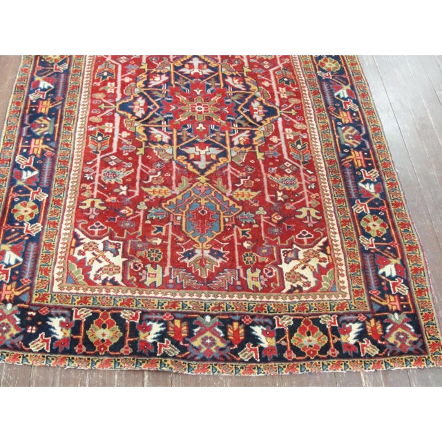 Antique Persian Heriz Rug-3"7" X 5' For Sale In Chicago - Image 6 of 9
