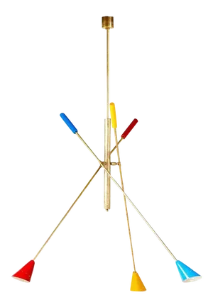 Italian Brass Ceiling Light With Articulated Arms