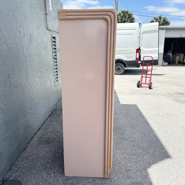 Wood Postmodern Pink Gloss Laminate and Faux Bamboo Armoire For Sale - Image 7 of 9