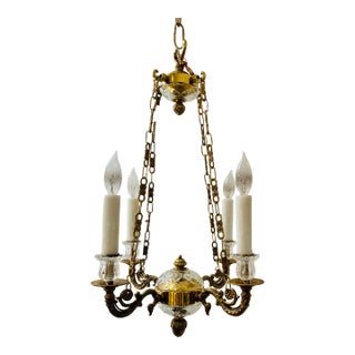 Myran Allan Luxury Lighting Italian French Gold Bronze-Cast Petite Chandelier For Sale