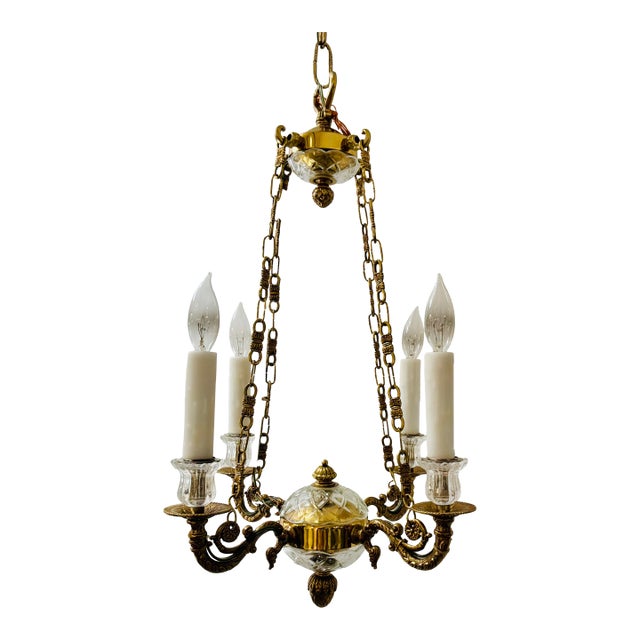 Myran Allan Luxury Lighting Italian French Gold Bronze-Cast Petite Chandelier For Sale