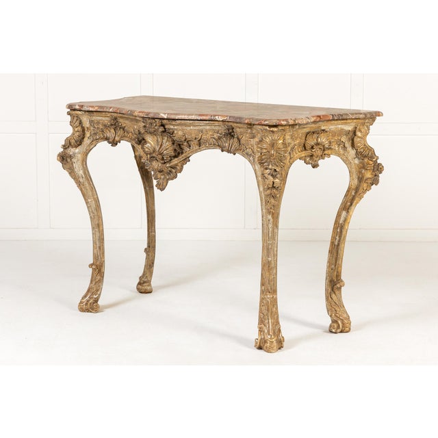 Goldenrod Antique Italian Silver Gilt Console Table, 1700s For Sale - Image 8 of 12