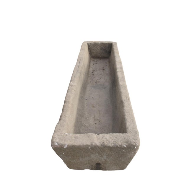 Gray 87" Inch Long Hand Chiseled Stone Trough 65 For Sale - Image 8 of 12