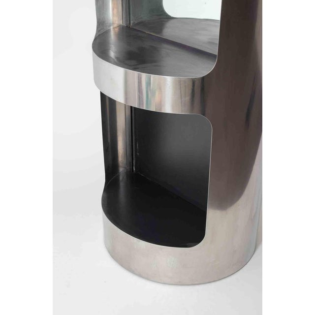 Metal Italian Modern Totem Floor Lamp with Mirror, Steel and Glass, 1970s For Sale - Image 7 of 8