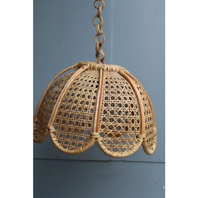 Bamboo, Straw and Brass Pendants, Italy, 1970s, Set of 2 For Sale - Image 3 of 13