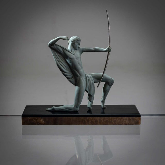 Early 20th Century Early 20th Century Art Deco Bronze Sculpture of an Archer by Michel Decoux (1837-1924), France. For Sale - Image 5 of 12