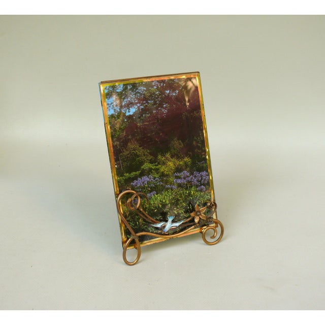 A delicate, floral picture frame with a "möwel / seagull" from the art nouveau period, made in germany. it is meticulously...