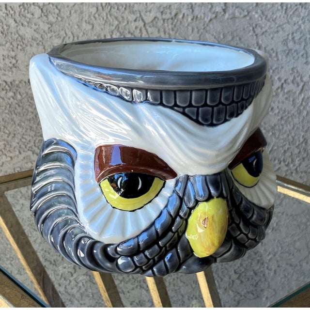 Ceramic Whimsical Late 20th-Century Studio Pottery “Two-Faced” Owl Earthenware Cachepot For Sale - Image 7 of 18
