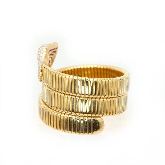 1990s French Serpent 18k Yellow Gold Pavé Diamond Wrap Bracelet For Sale - Image 10 of 17