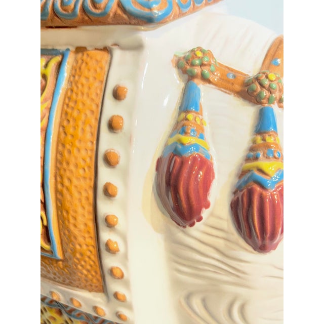 White Vintage Hollywood Regency Style Glazed Terracotta Elephant Garden Seat Stool For Sale - Image 8 of 17