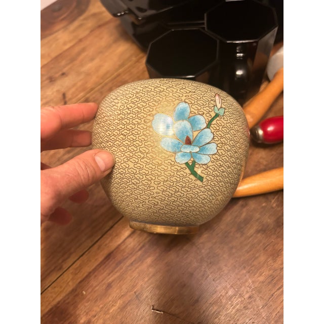 1980s 1980s Vintage Small Cloisonné Asian Ginger Jar For Sale - Image 5 of 10