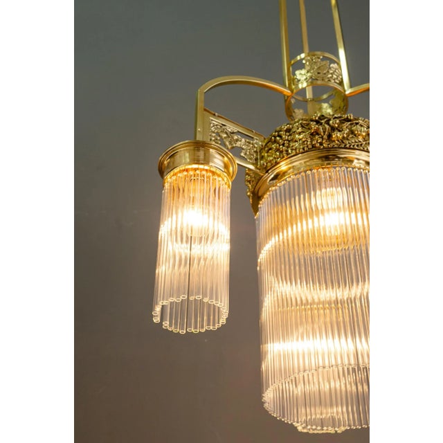 Art Nouveau Chandelier with Glass Sticks, Vienna, 1908 For Sale - Image 15 of 18