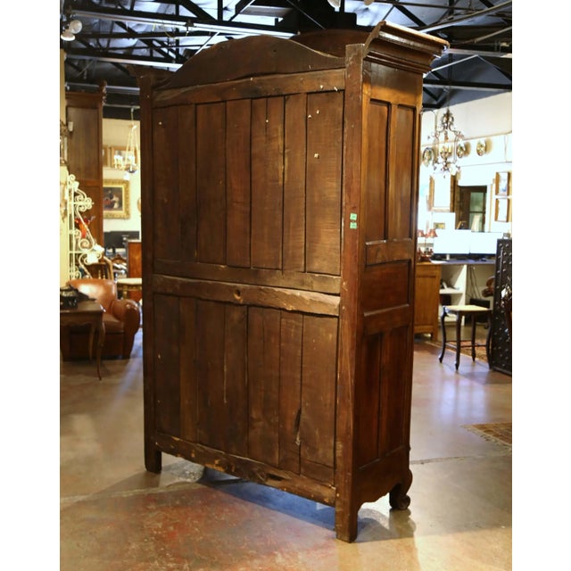 18th Century French Louis XV Carved Walnut Armoire Lyonnaise With Floral Motifs For Sale - Image 12 of 12