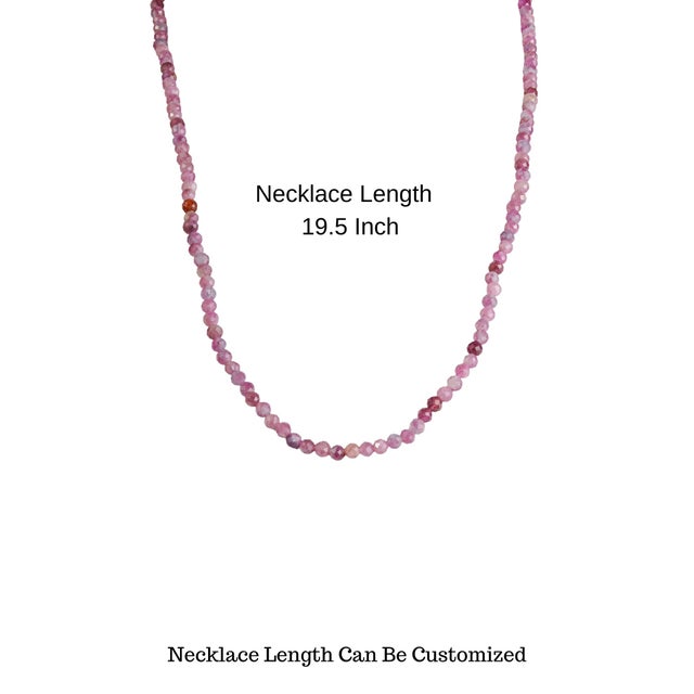 Vintage Style Genuine 53 Ct Pink Tourmaline 4 Mm Bead Matinee Necklace - 19.5" For Sale - Image 11 of 15
