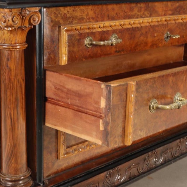 Brown Walnut and Burl Chest of Drawers with Marble Top For Sale - Image 8 of 15