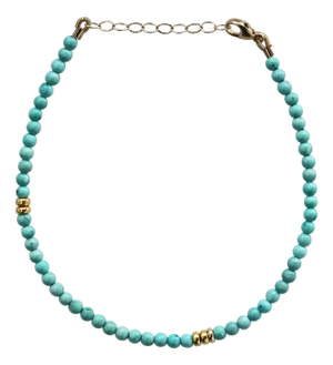Birthstone December Turquoise Gold Bead Bracelet