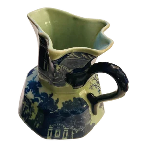 Vintage Large Ironstone Pitcher in Blue White Victoria-Ware