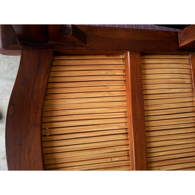Rustic Javanese Vintage Wooden Dinning Chairs With Slatted Bamboo Back and Seat For Sale In Los Angeles - Image 6 of 9