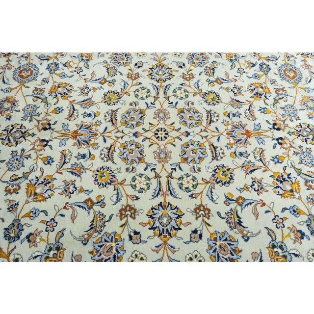 Hand-Knotted Kashan Oriental Rug in Pistachio Green with Floral Motifs For Sale - Image 6 of 13