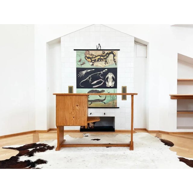 Vintage Pine Writing Desk in the style of Guillerme & Chambron, 1980s For Sale - Image 10 of 12