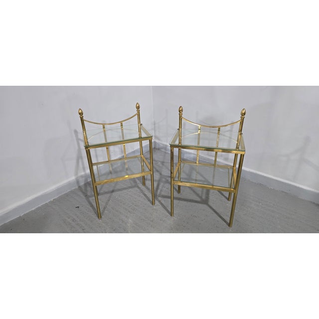 Early 20th Century Brass and Glass Side Tables, 1930, Set of 2 For Sale - Image 5 of 13