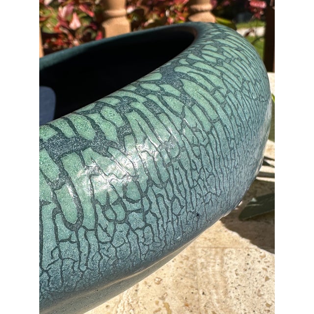 1910s Arts & Crafts Hampshire Pottery Blue & Green Matte "Peacock" Glaze Bulb Bowl For Sale - Image 13 of 17