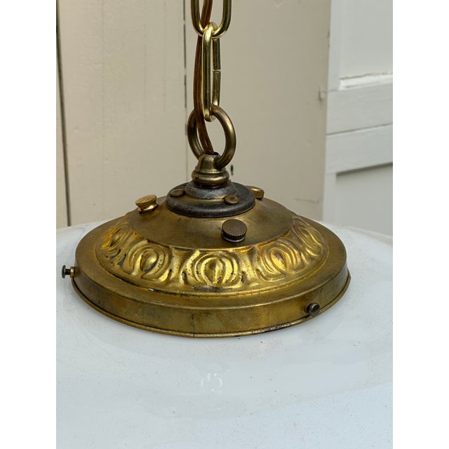 American Vintage 18" School House Globe With Vintage Brass Hanging Fixture For Sale - Image 3 of 7