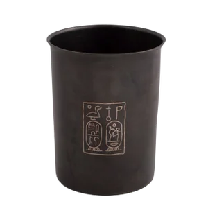 Ancient Egyptian Style Bronze Cup With Silver Inlay