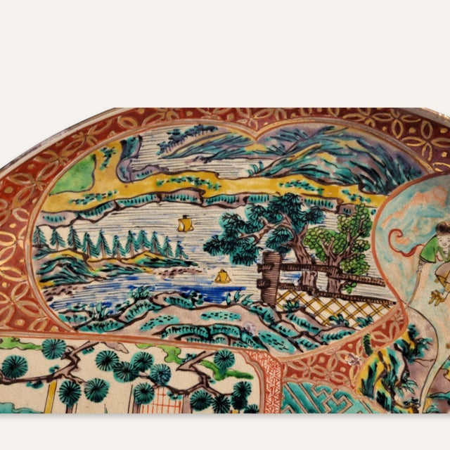 Mid 19th Century 19th Century Polychrome Kutani Charger For Sale - Image 5 of 8