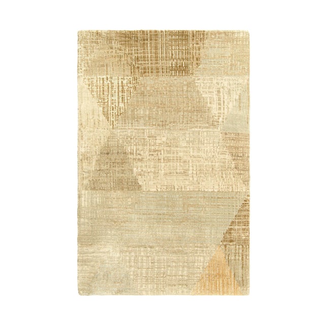 Rug & Kilim’s Abstract Rug With Beige-Brown and Cream Geometric Patterns For Sale