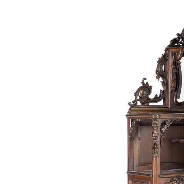 Furniture - Art Nouveau piece of furniture - 19th century. Portuguese; 19th/20th century, carved walnut wood; with two...