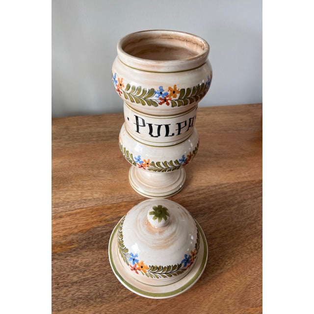 Ceramic Mid-20th Century Italian Hand-Painted Apothecary Jar For Sale - Image 7 of 9