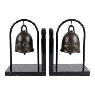 Vintage Bronze Elephant Bells Bookends For Sale