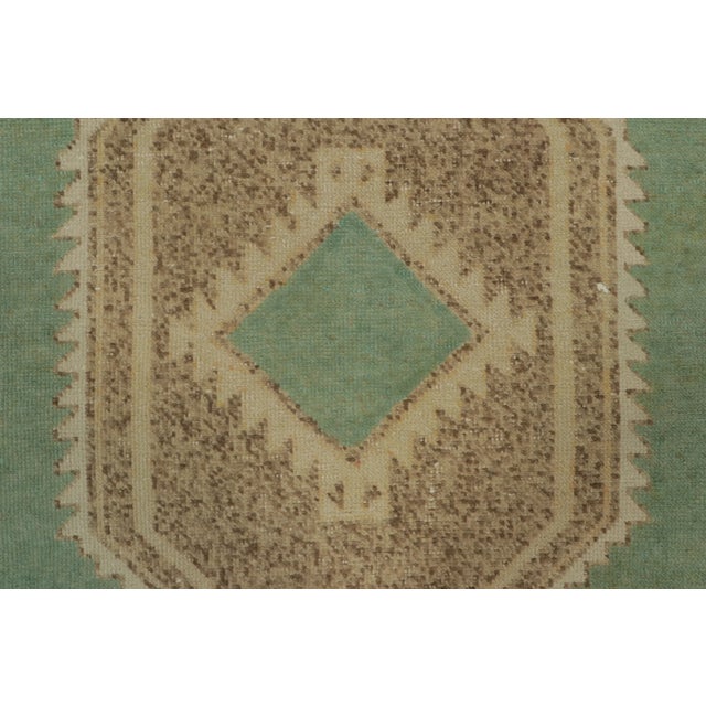 1950s Vintage Turkish Runner With Geometric Medallions in Sage Green - Rug & Kilim For Sale - Image 5 of 9