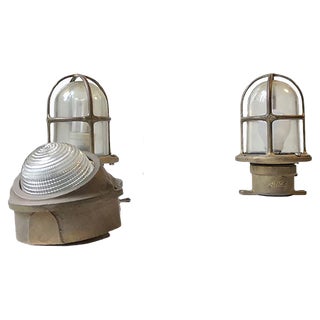 Vintage Italian Marine Ship Lights in Bronze from Miletich, 1970s, Set of 3 For Sale