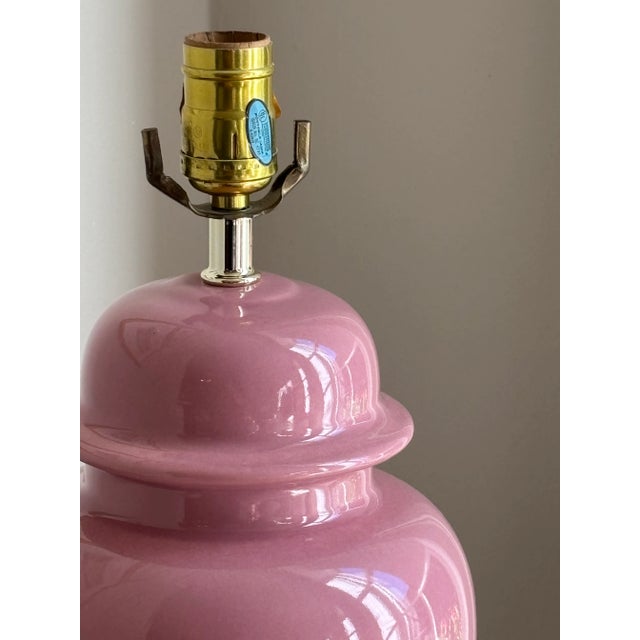 Mid-20th Century Bubble Gum Pink Ginger Jar Table Lamp For Sale - Image 10 of 16